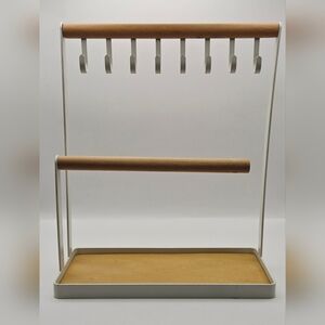 Minimalist Wood & Metal Jewelry Organizer Stand Necklace Holder Rack